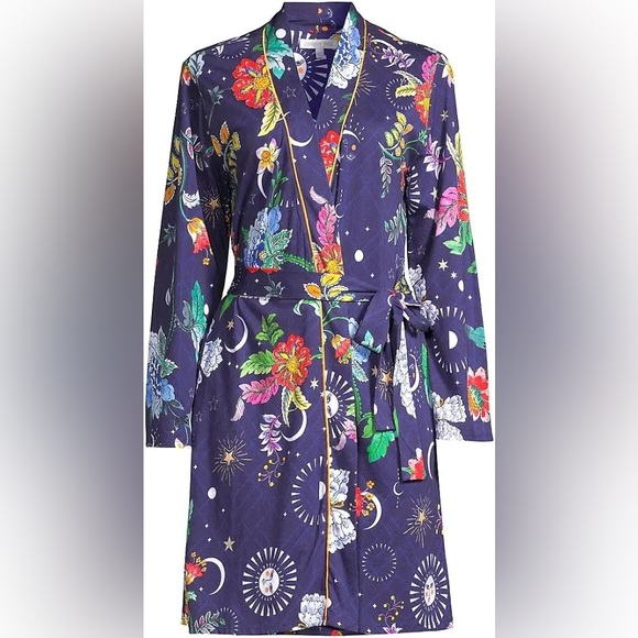 Johnny Was Other - Johnny Was Purple Floral & Celestial Satin Robe